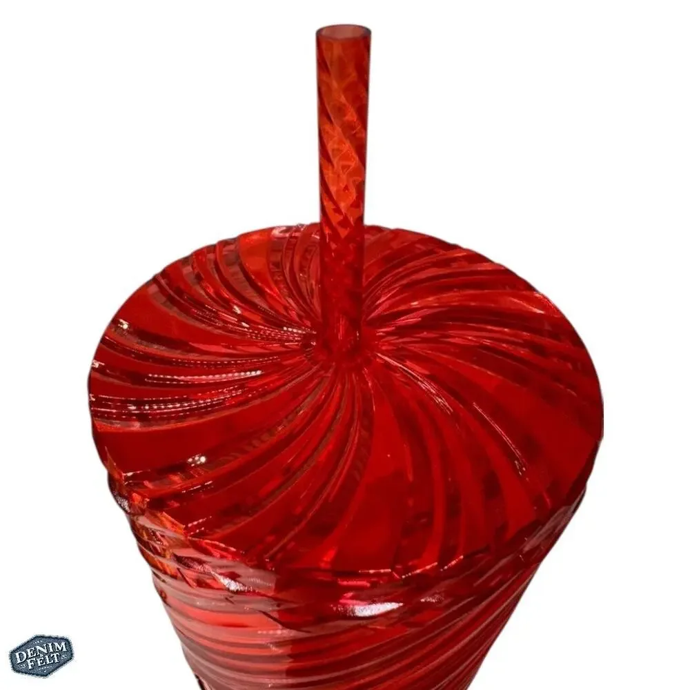 Starbucks Red‎ Swirl Plastic Cold Cup w/ Lid & Straw | 24 OZ | NEW!!
